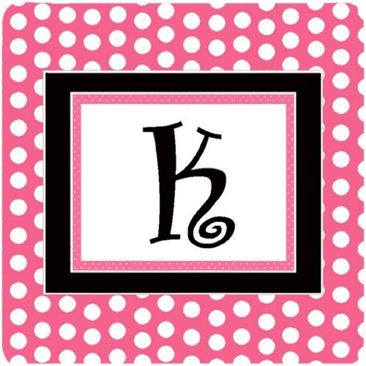 Caroline's Treasures CJ1001-KFC Monogram-Pink Black Polka Dots Foam Coasters (Set of 4), Initial Letter K, 3.5 H x 3.5 W, Multicolor