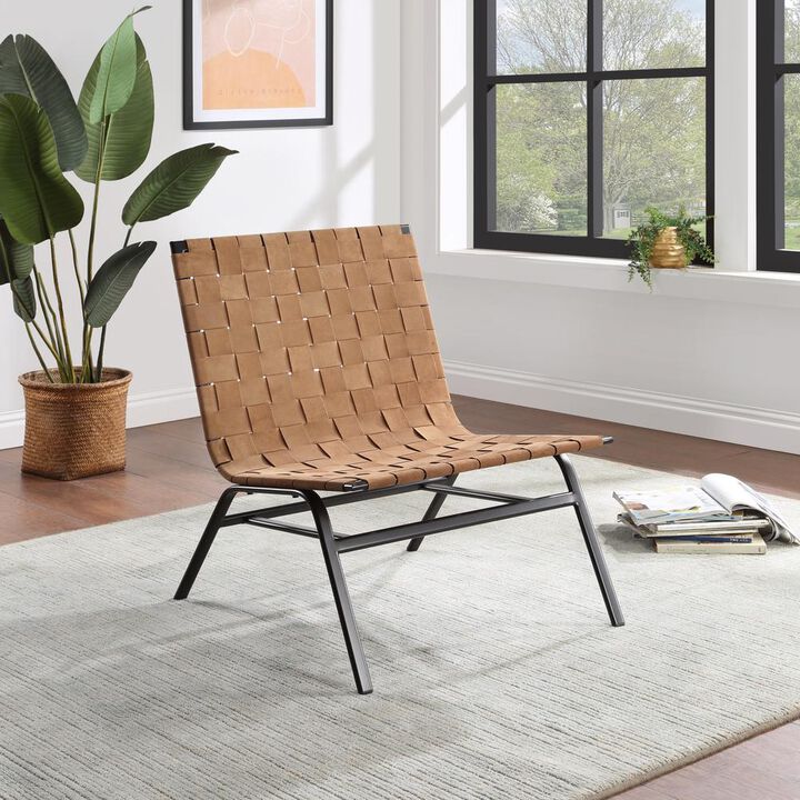 Comfort Pointe Cavett Woven Brown Leather Accent Chair