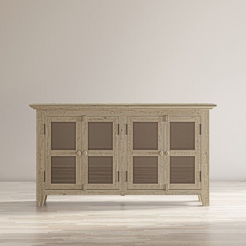 Jofran Rustic Shores 54 Coastal Distressed Acacia Four-Door Credenza Cabinet