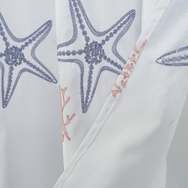 RT Designers Collection Seastar Embroidered Stylish Shower Curtain 70" x 72" Coral