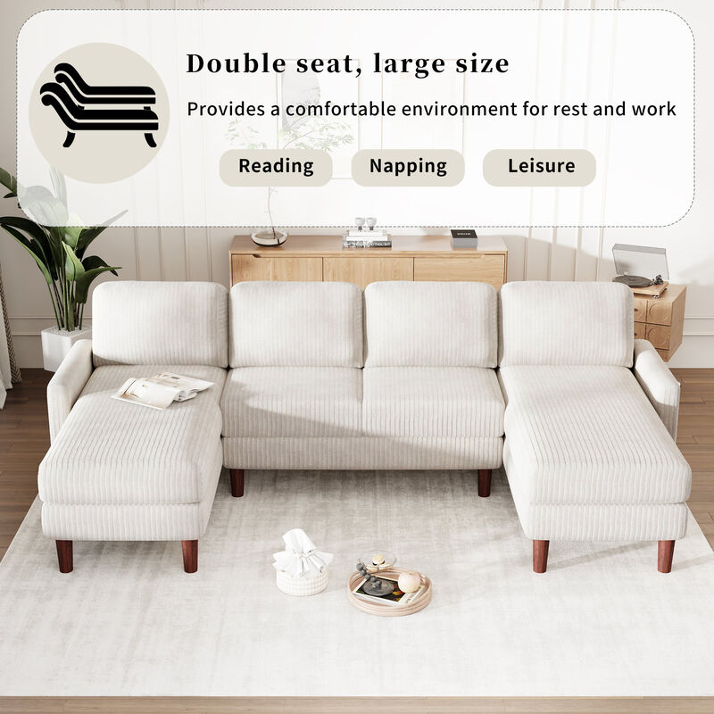 Merax Corduroy Fabric U-shaped Sofa Couch