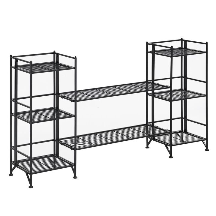 Convenience Concepts Xtra Storage 3 Tier Folding Metal Shelves with Set of 2 Deluxe Extension Shelves