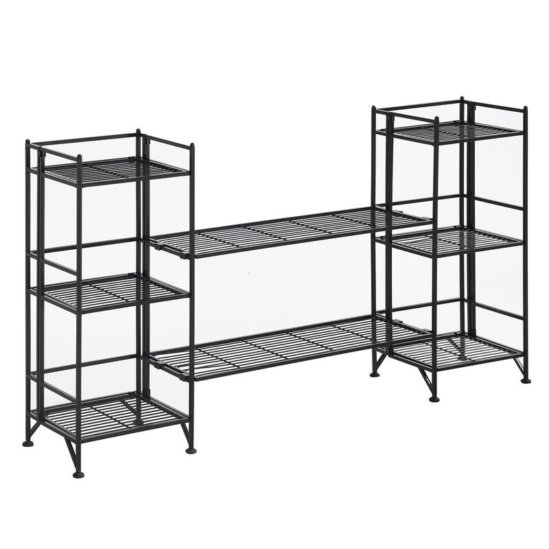 Convenience Concepts Xtra Storage 3 Tier Folding Metal Shelves with Set of 2 Deluxe Extension Shelves
