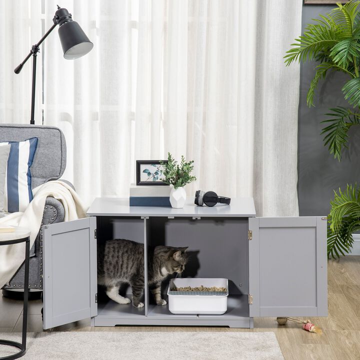Dark Gray Cat Furniture: Discreet Litter Box Side Table