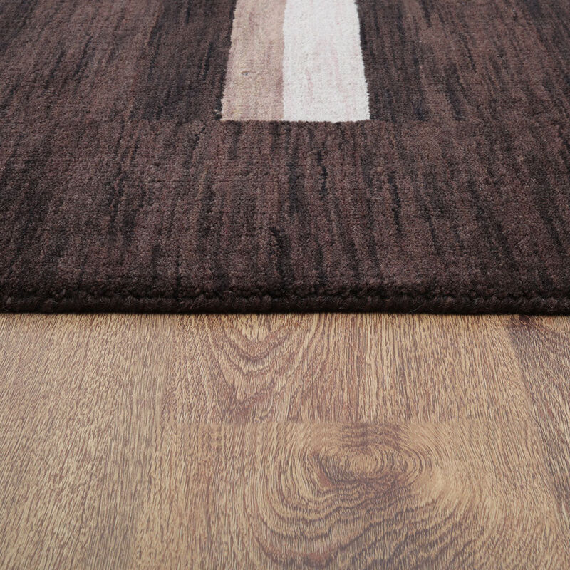 RUGSOTIC CARPETS HAND KNOTTED LOOM WOOL ECO-FRIENDLY AREA RUGS  - 5'x8', Rectangle, Brown Beige Color, Contemporary Modern Design, High Pile Thick Handmade Anti Skid Rugs for Living Room (L00904)