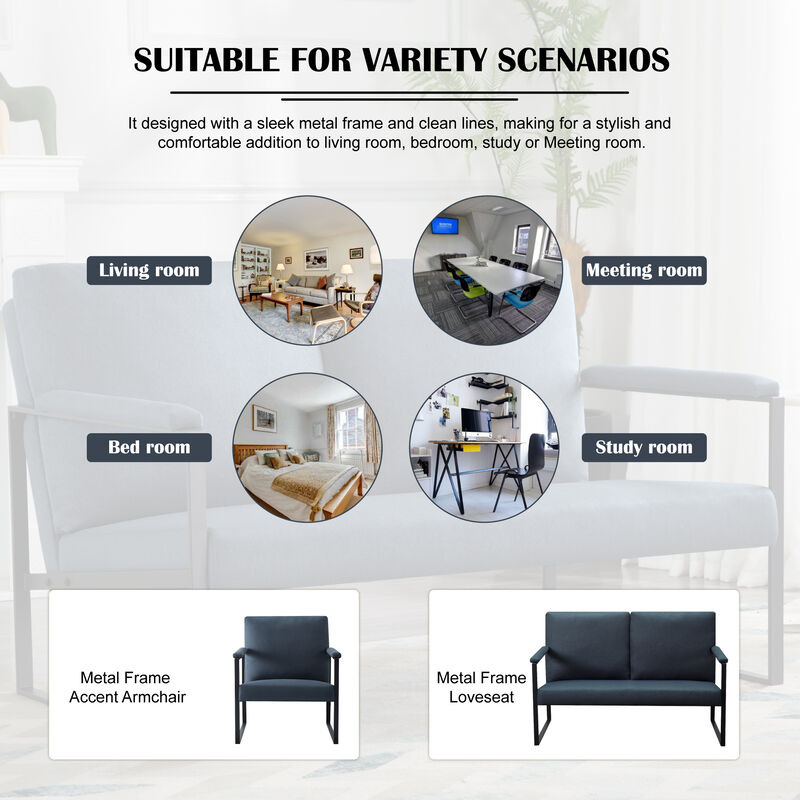 49.2 in. W Square Arm Linen Blend Modern Straight Sofa