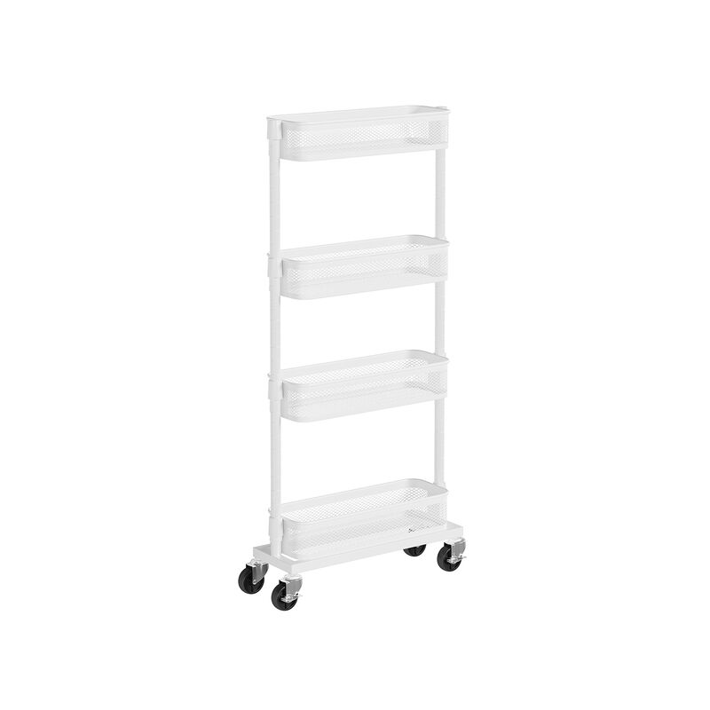4-Tier Slim Storage Cart - Slide-Out Trolley for Small Spaces, Bathroom, and Kitchen
