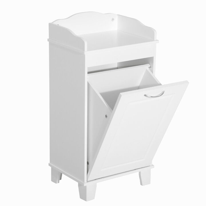 Country-Style Laundry Solution: 31" White Tilt-Out Hamper with Storage