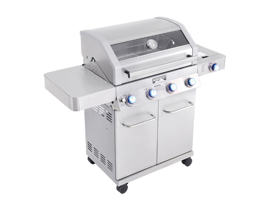 Monument Grills Classic Series | 4 Burner Stainless Steel Natural/ Gas Grill With Cleardview Lid