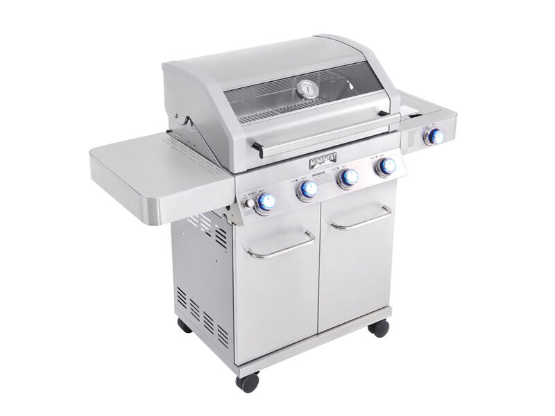Monument Grills Classic Series | 4 Burner Stainless Steel Natural/ Gas Grill With Cleardview Lid