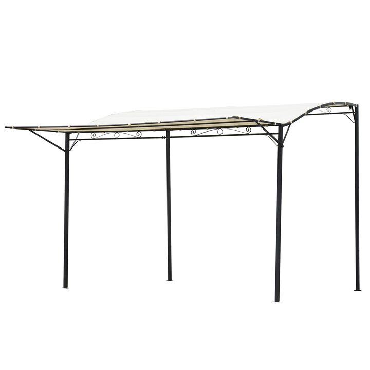 Beige Patio Cover: 10x8ft Metal Pergola with Extendable Side Awning