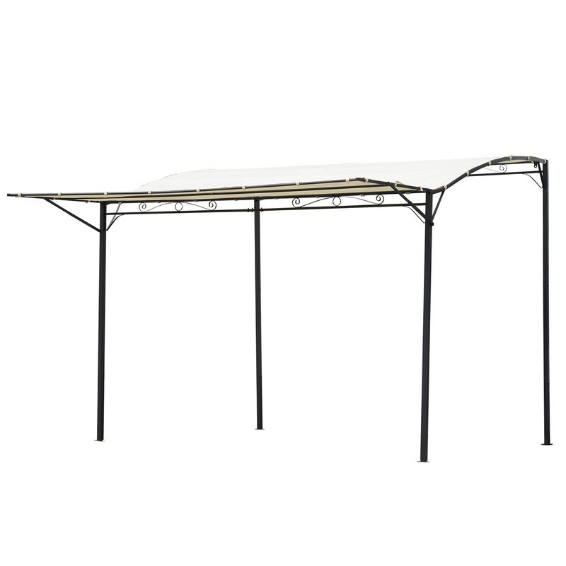 Beige Patio Cover: 10x8ft Metal Pergola with Extendable Side Awning