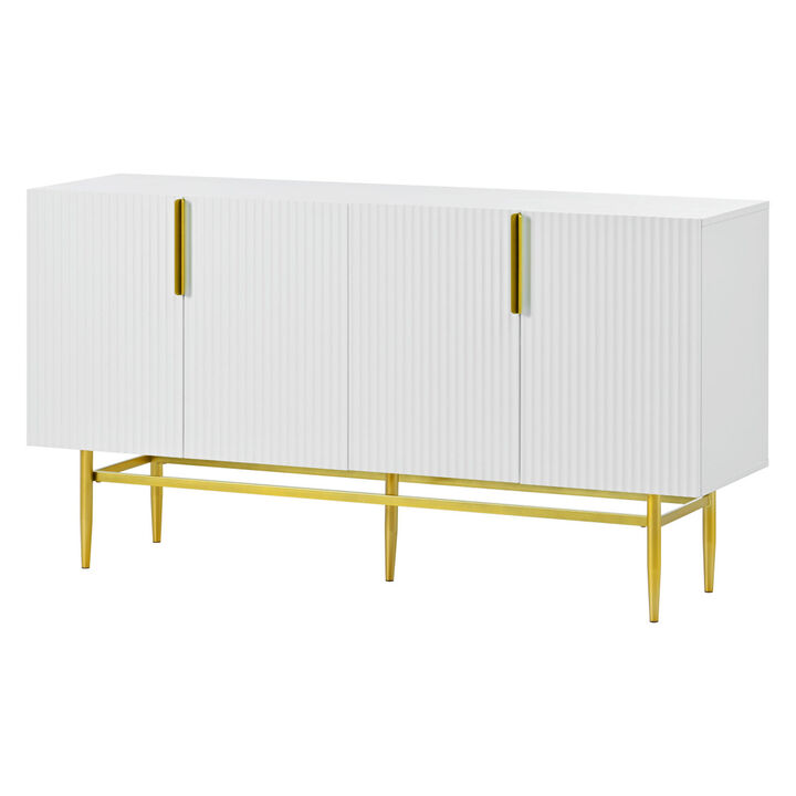 Modern Elegant 4-Door Sideboard Gold Metal Handle Buffet Cabinet For Dining Room, Living Room