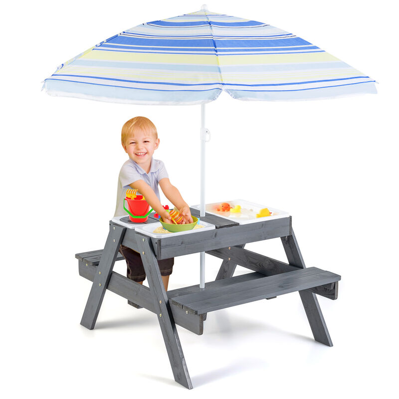 Kids Picnic Table Set with 3 Removable Bins – Fun and Functional Outdoor Play Table with Storage