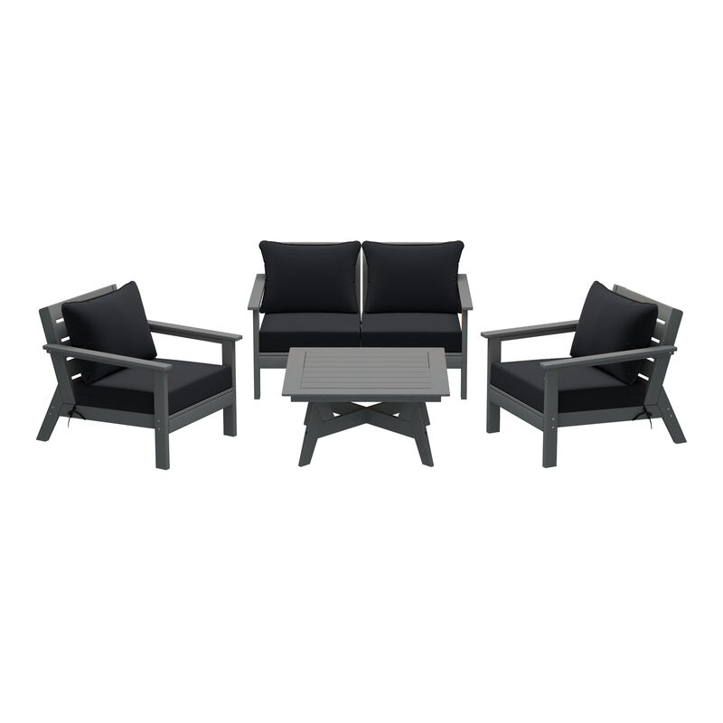 WestinTrends Outdoor 5-Piece Modular Sectional Patio Furniture Sofa Set