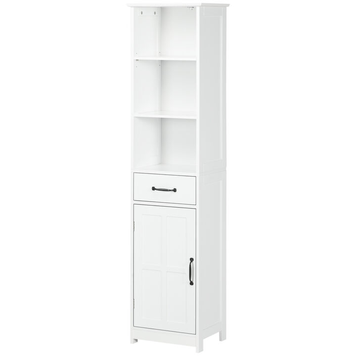 kleankin Bathroom Storage Cabinet Linen Tower with 3 Open Shelves White