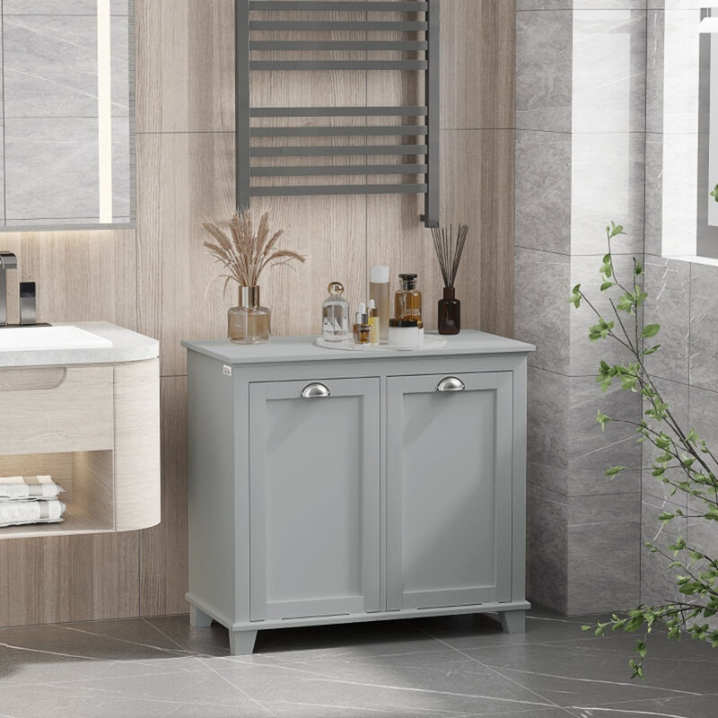 Tilt-Out Laundry Sorter Cabinet, Bathroom Organizer with Storage Compartments