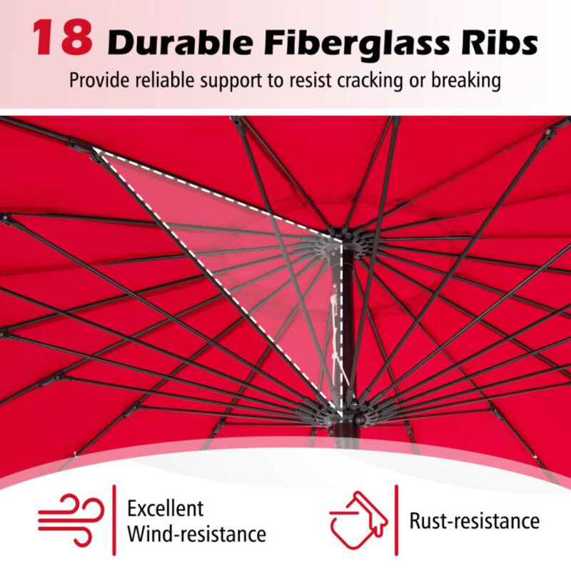 Hivvago 9 Feet Round Patio Umbrella with 18 Fiberglass Ribs