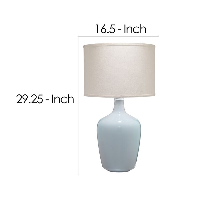 Table Lamp with Bellied Shape Ceramic Base, Gray-Benzara