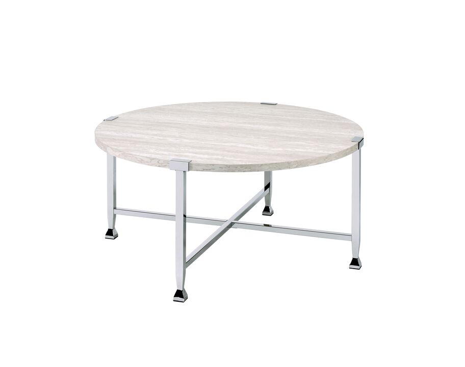 ACME Brecon Coffee Table, White Oak &Chrome