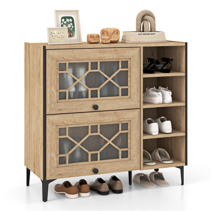 Shoe Cabinet with Adjustable Shelves, Wooden Entryway Storage for Boots & Sneakers