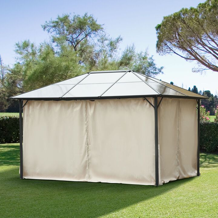 Beige Gazebo Side Panels: 10' x 13' 4-Panel Set with 48 Attachments
