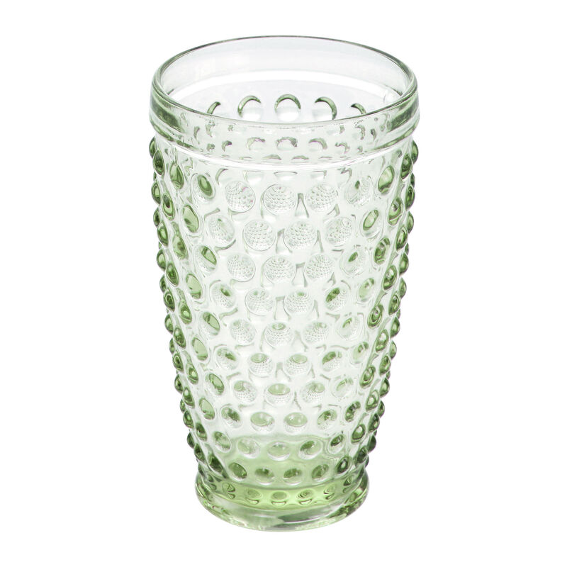 Martha Stewart 6 Piece Hobnail Handmade Glass Tumbler Set in Green