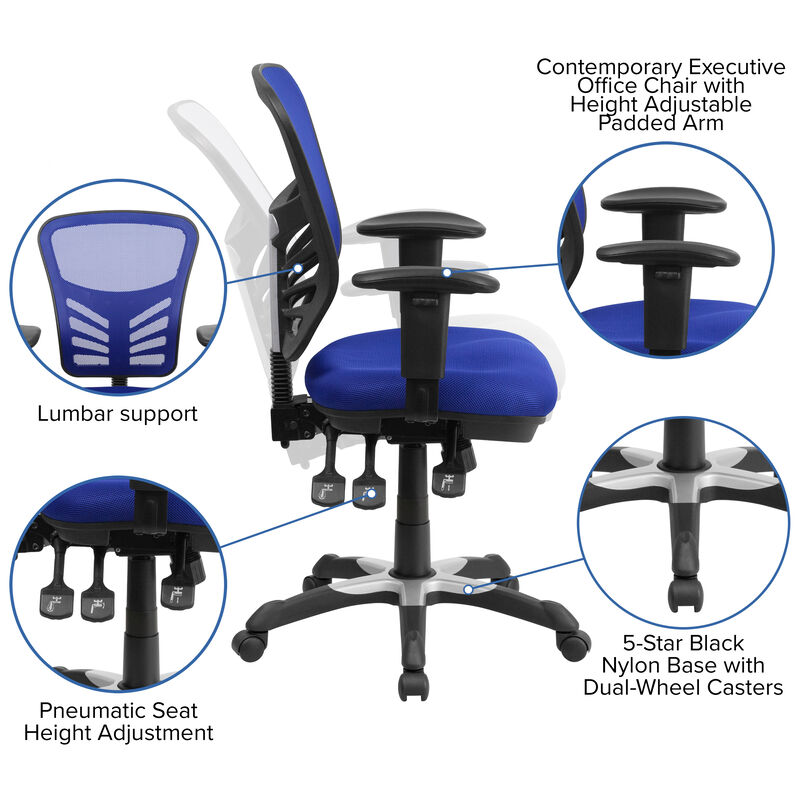 Nicholas Mid-Back Dark Gray Mesh Multifunction Executive Swivel Ergonomic Office Chair with Adjustable Arms