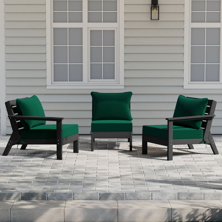 WestinTrends Outdoor Patio HDPE Sectional Sofa with Patio Cushions