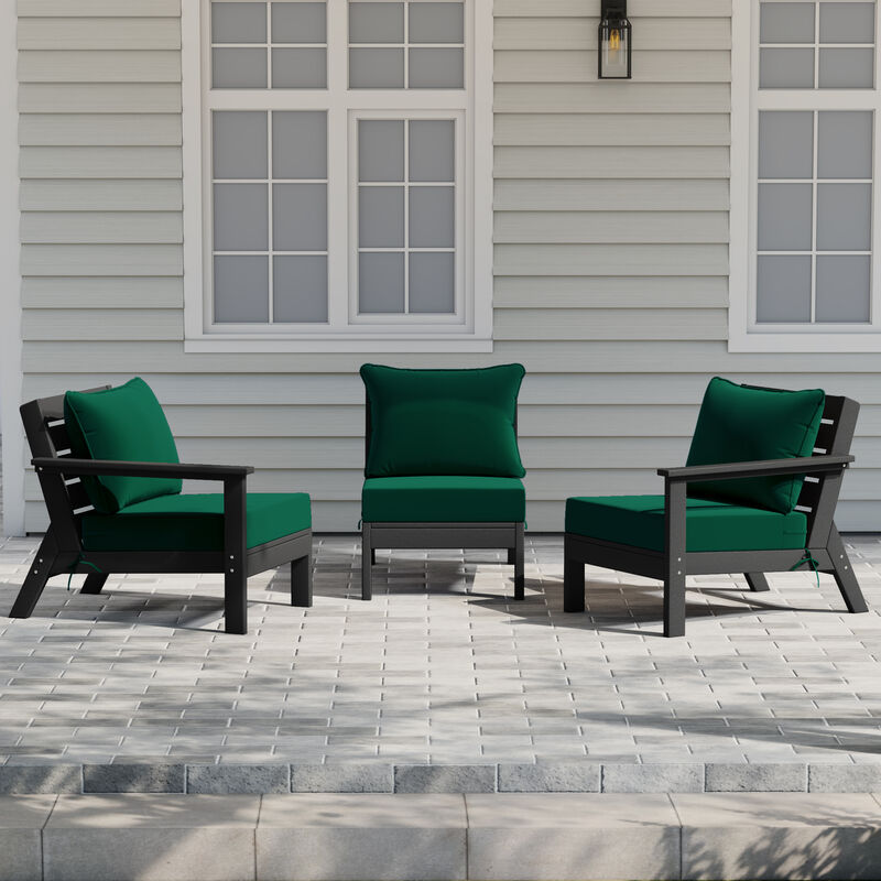 WestinTrends Outdoor Patio HDPE Sectional Sofa with Patio Cushions