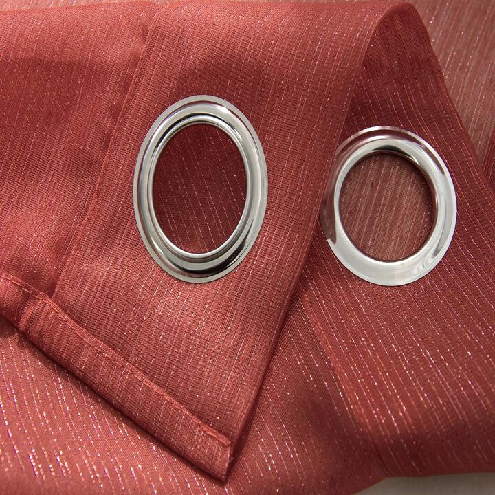 Ramallah Lonnie Grommet Curtain Panel - 54x90", Red