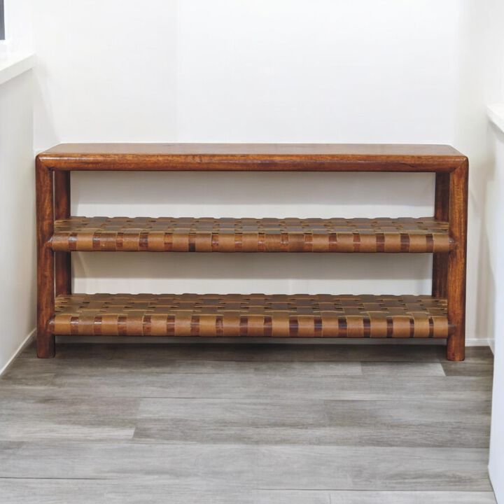 Artisan Furniture Solid Wood Regency Woven Chestnut 2 slot Shoe Rack