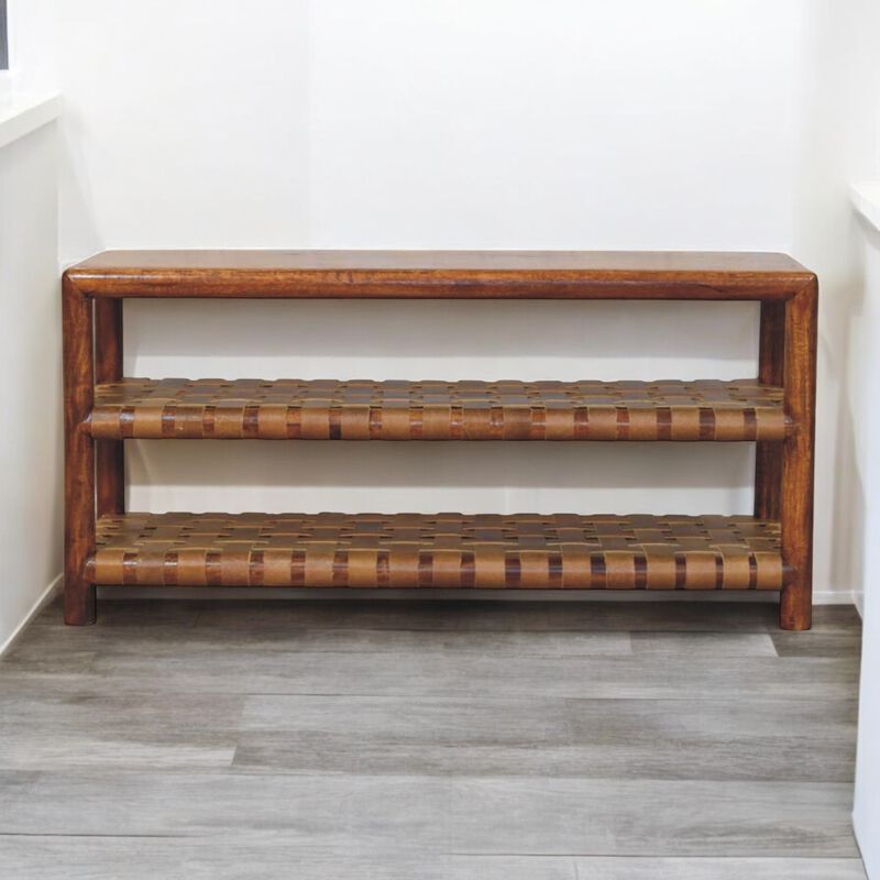 Artisan Furniture Solid Wood Regency Woven Chestnut 2 slot Shoe Rack