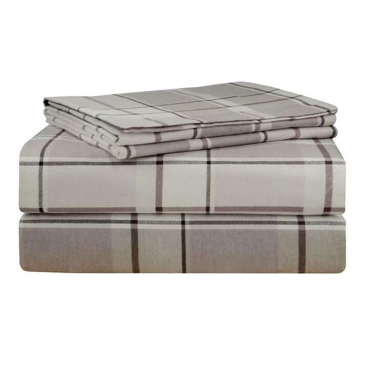 Pointehaven Super Heavy Weight 200 GSM 100% Soft Cotton Jensen Printed Flannel Deep Pocket 3 pc Sheet Set, Twin Extra Long