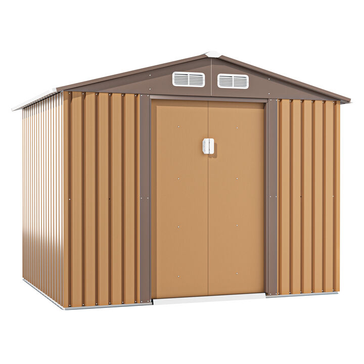 6' x 8' Outdoor Metal Storage Shed Garden Tool Organizer House