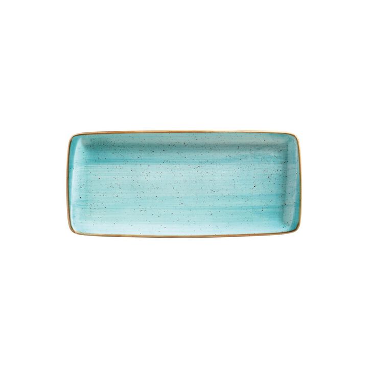 Aqua 13.5" x 6" x h:0.75" Rectangular Blue Porcelain Platter