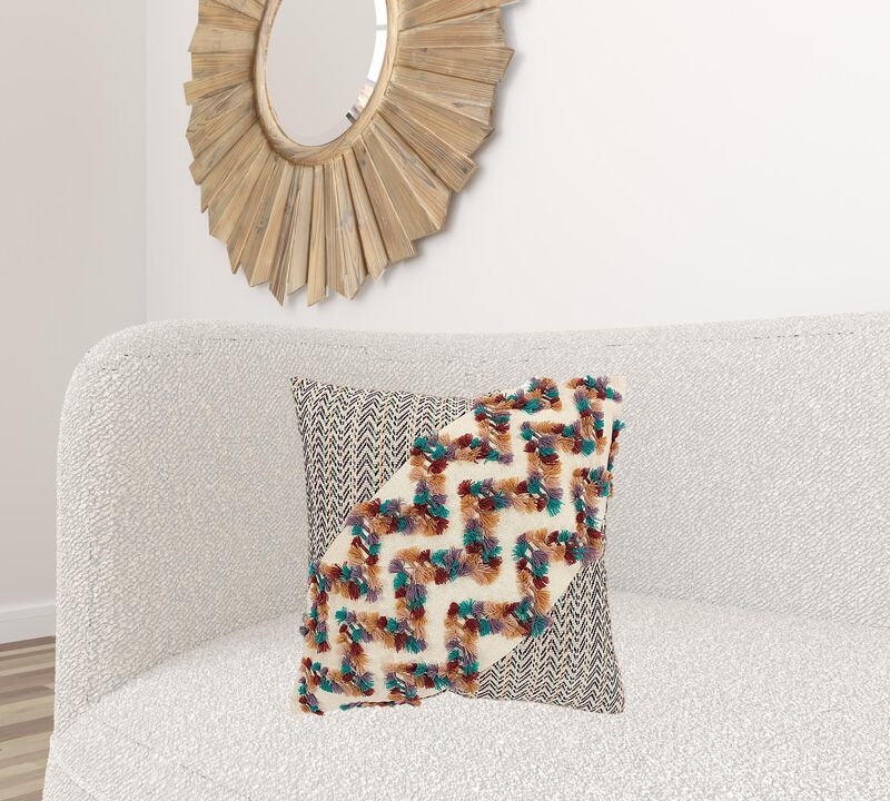 Hivvago Multicolored Chevron Diagonal Panel Throw Pillow