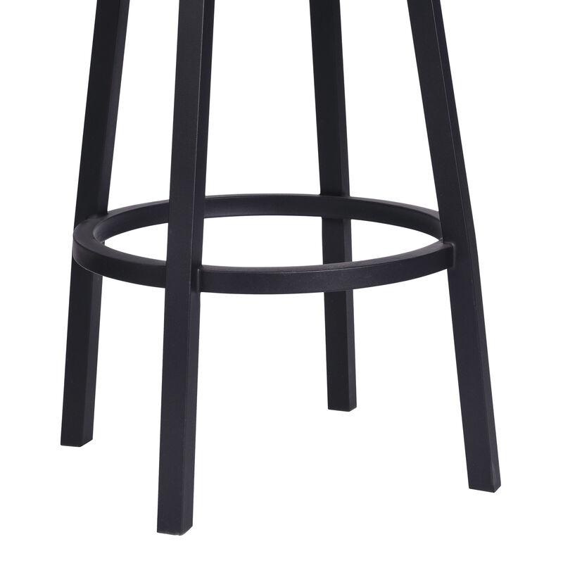 Balboa  Counter Height Swivel Vintage Black Faux Leather and Metal Bar Stool with Arms