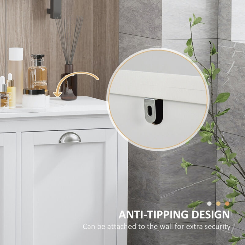 Tilt-Out Laundry Sorter Cabinet, Bathroom Organizer with Storage Compartments