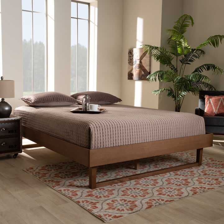 Baxton Studio Liliya Mid Century Walnut Brown Finished Wood King Size Platform Bed Frame