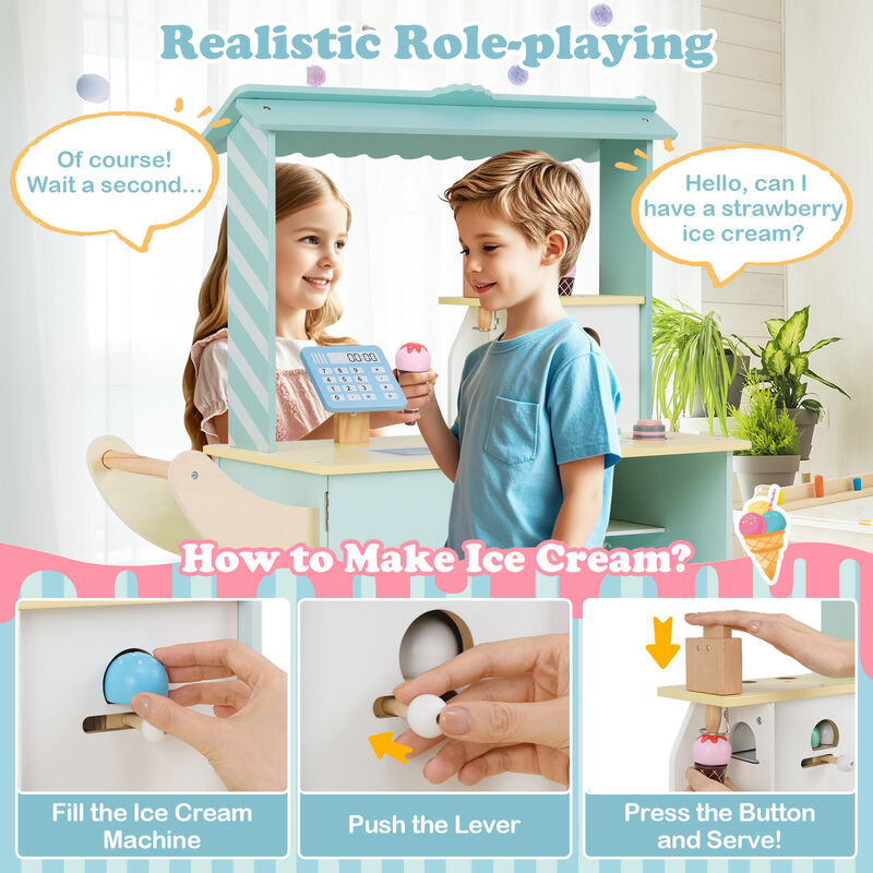 Kids Ice Cream Truck Pretend Play Set for Toddlers with Vending Machine Fun Toy Set