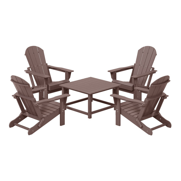 WestinTrends 5-Piece HDPE Adirondack Chair Outdoor Patio Square Table Conversation Set