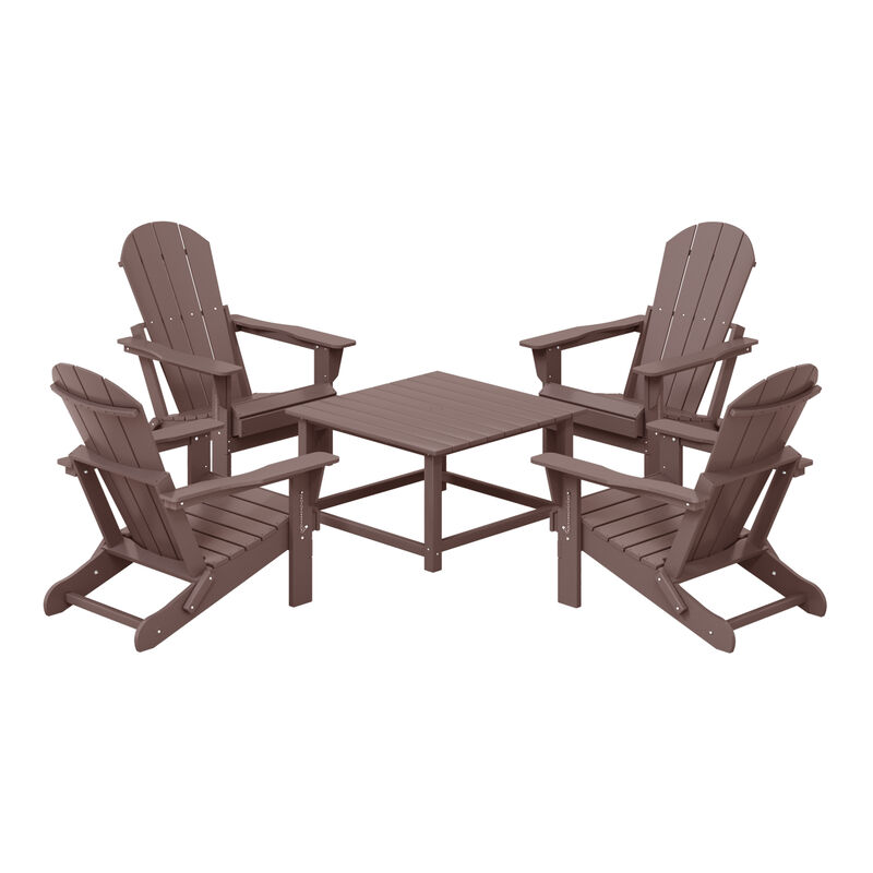 WestinTrends 5-Piece HDPE Adirondack Chair Outdoor Patio Square Table Conversation Set