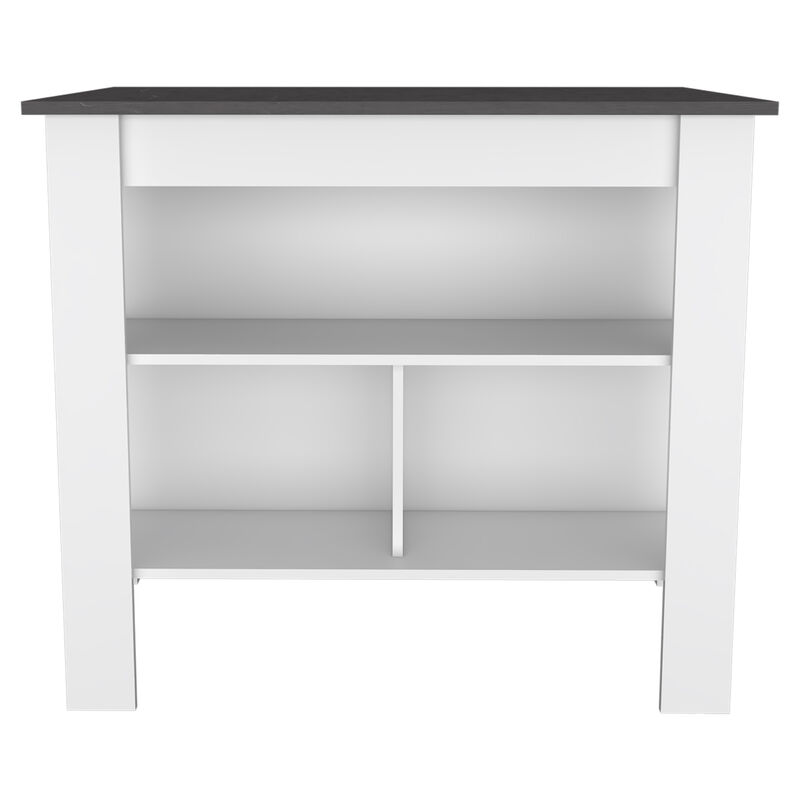 DEPOT E-SHOP Delos Kitchen Island, Four Legs, Three Shelves