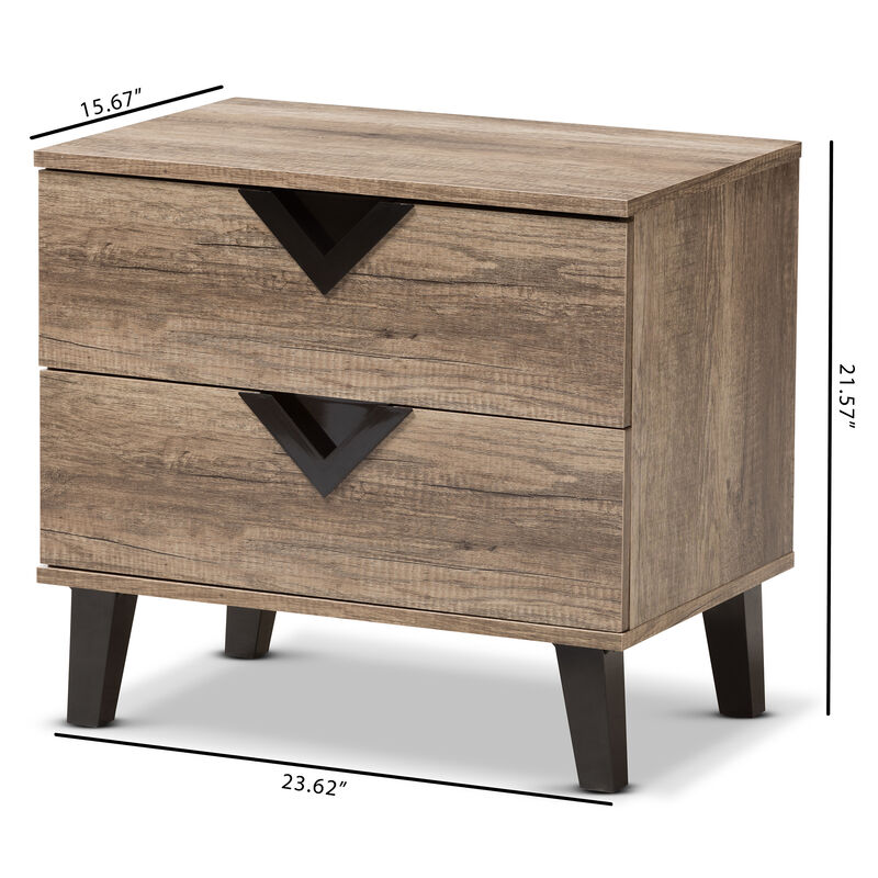 Baxton Studio Swanson Modern And Contemporary Light Brown Wood 2 Drawer Nightstand