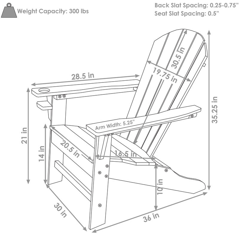 Sunnydaze All-Weather Adirondack Chair with Drink Holder