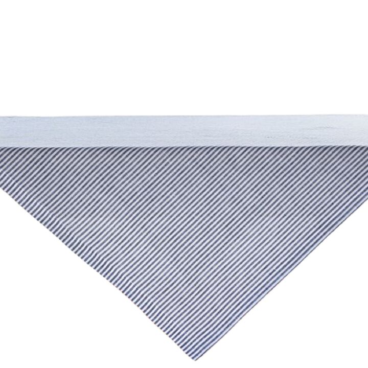 Solino Home 100% Pure Linen Table Throw 52 x 52 Inch | Narrow Stripe for Thanksgiving, Christmas