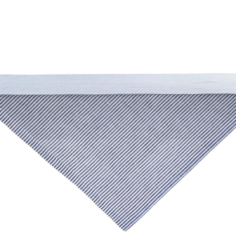 Solino Home 100% Pure Linen Table Throw 52 x 52 Inch | Narrow Stripe for Thanksgiving, Christmas