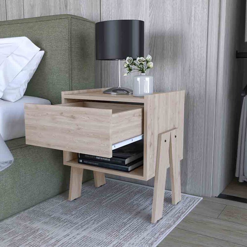 Nightstand Ferku, Bedroom, Light Gray