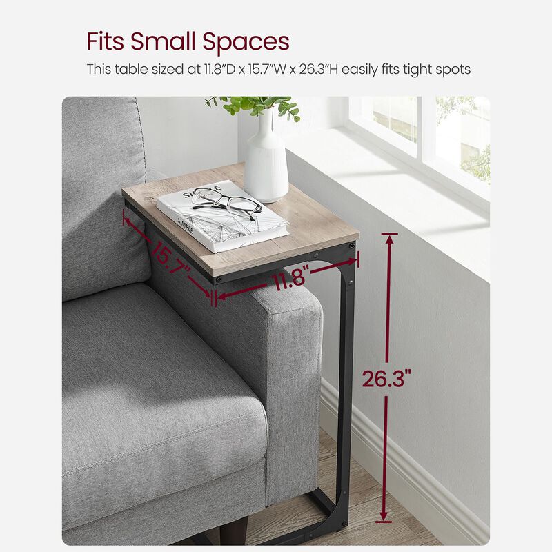 Sofa Side Table with C-Shaped Metal Frame Design
